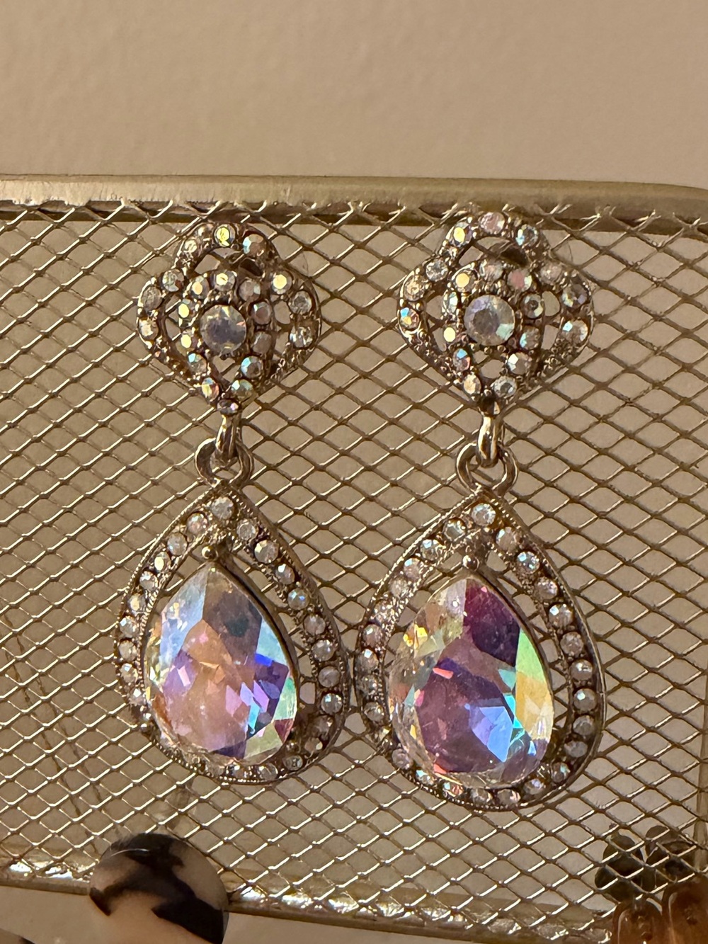 Jim Ball Earrings - AB Silver Teardrop